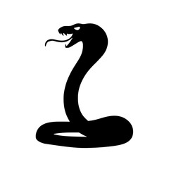 Minimalist black silhouette of an intimidating cobra with hood expanded