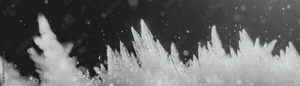 Poster Close-up view of ice crystals forming with halftone texture enhancing the intricate details
