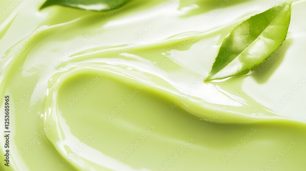 Aufkleber Vibrant green foliage swirls in a soft blurred background with a smooth minimalist texture  The image conveys a sense of organic harmony freshness and natural purity