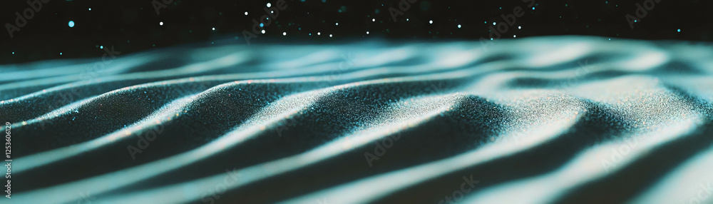 Poster close-up view of textured sand ripples with halftone effect under low lighting