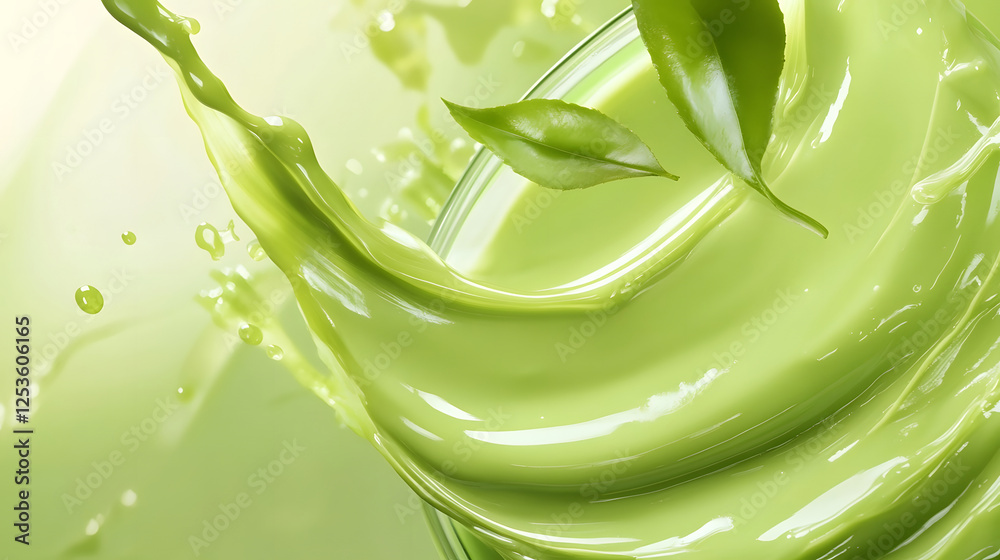 Leinwandbilder vibrant green leaves swirling and splashing in a dynamic watery motion creating a refreshing and rej