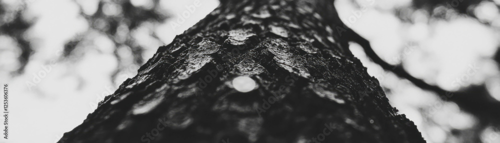 Poster Close-up view of textured tree bark showcasing halftone dot patterns for artistic effect