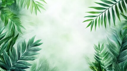 Obraz premium Lush watercolor tropical leaves painting, botanical art print for nature lovers and home decor