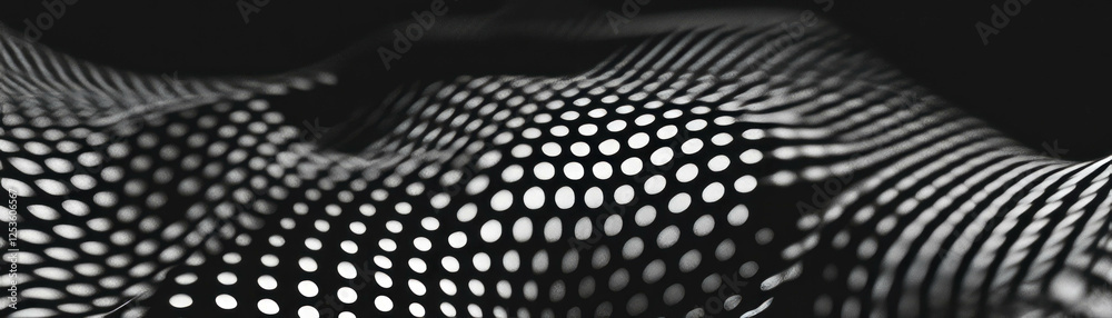 Poster close-up view of woven metal mesh showcasing halftone textures and intricate patterns
