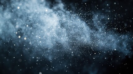 Mystical Blue Smoke with Glitter Particles Dancing in the Air