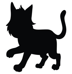 Cute cartoon hand drawn vector cat icon silhouette.
