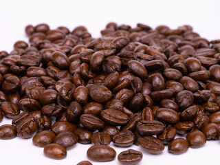 Bean isolated on white, brown coffee beans on white background