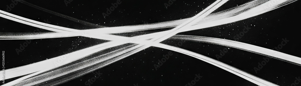 Poster Complex network of intersecting curved lines with halftone texture on grunge background