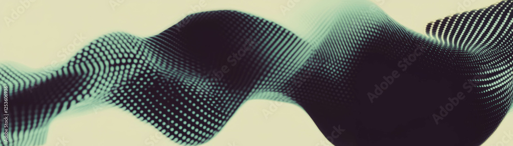 Poster Complex network of intersecting lines with halftone texture and grunge background