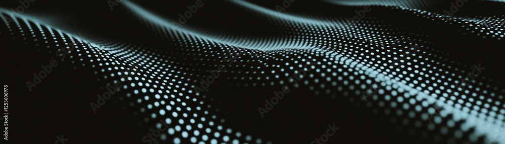 Poster Complex network of intersecting lines with halftone texture on a grunge background