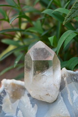 Crystal quartz mineral on collection