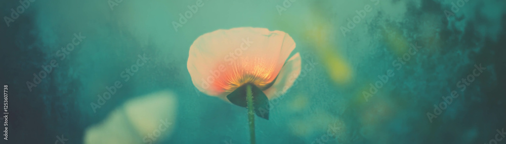 Aufkleber halftone texture of a flower bloom evokes mystery with a soft and grunge background