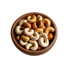 Roasted cashew nuts isolated on transparent background