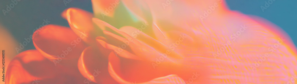 Poster Delicate flower with rounded petals featuring halftone texture on a textured background