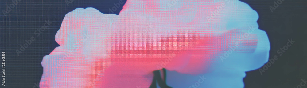 Poster exploring the beauty of rounded flower petals with a halftone texture against a grunge backdrop