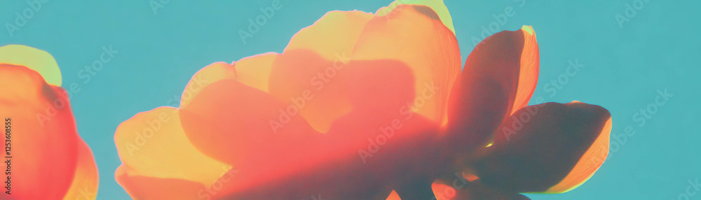 Poster flower with rounded petals featuring a halftone texture against a grunge background