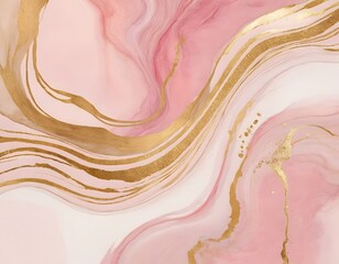 abstract premium luxury marble watercolor ink background with mix gold green and pink waves