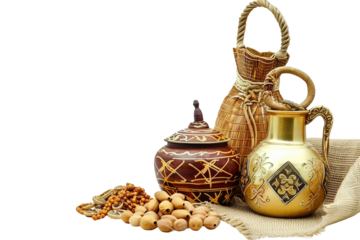 Embracing the spirit of Eid Al Adha through Sadaqah and Zakat, helping those in need isolated on transparent background