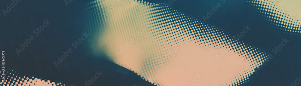 Poster Fragmented square with diverse halftone dot patterns creating a textured grunge background