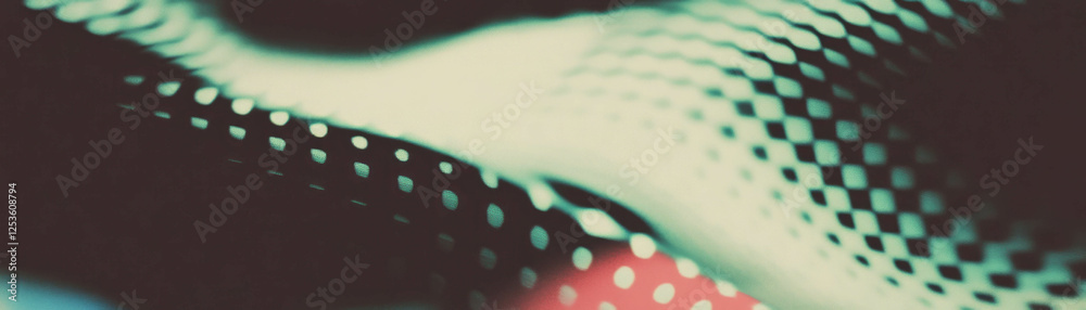 Poster fragmented triangle with halftone texture on a grunge background