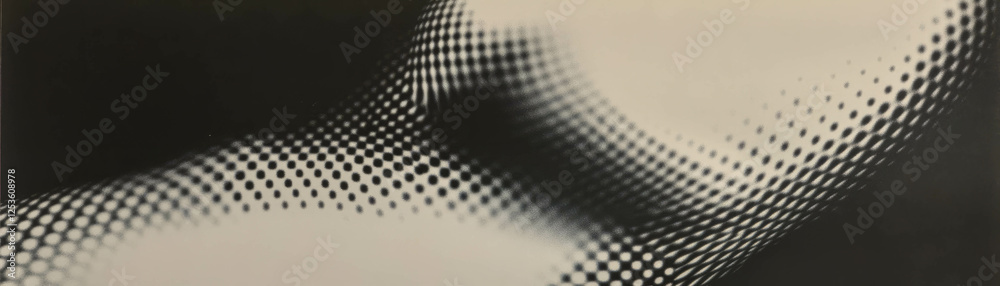 Poster halftone texture showcasing a smooth gradient transition from black to white close up