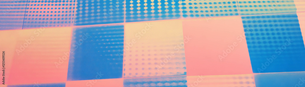 Aufkleber Grid of squares filled with different halftone patterns creating a textured backdrop