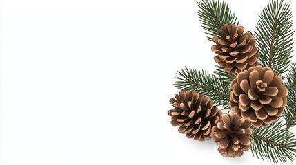 a cheerful pinecone vector, forest element, detailed realistic style, brown tones, isolated on white background