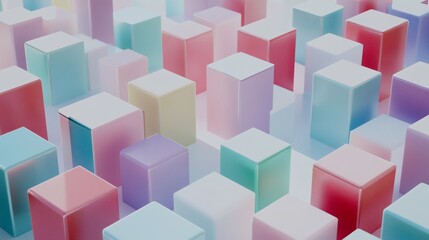 Obraz premium Abstract Geometric Composition of Pastel Color Cubes Arranged in a Grid Pattern