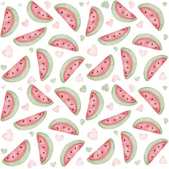 Watercolor hand drawn colorful watermelon seamless pattern