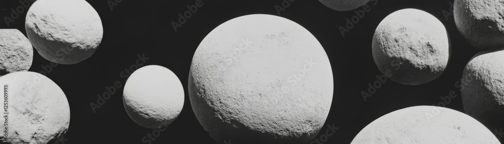 Poster pile of smooth stones viewed from above with halftone texture and varying sizes
