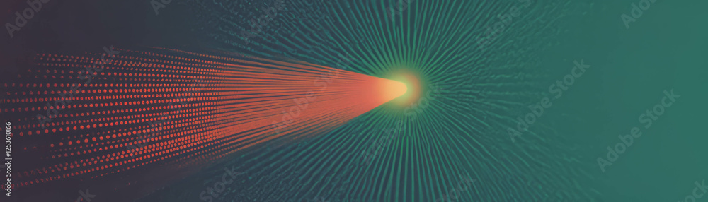 Poster Radial burst of halftone dots with a grunge texture in vibrant colors