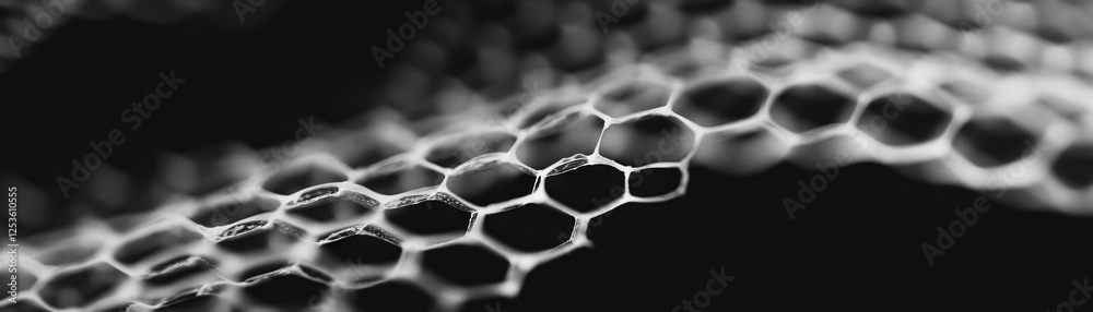 Poster Close-up view of a halftone textured section of a honeycomb with intricate hexagonal cells