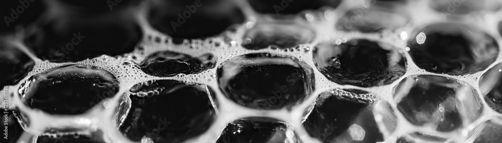 Poster Close-up view of honeycomb structure showcasing halftone texture and hexagonal cells