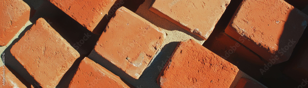 Aufkleber Close up view of textured brick wall with halftone pattern enhancing details and color