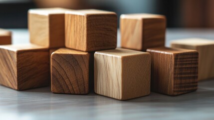 Building Strong Values: Wooden Blocks Representing Ethics, Respect, Honesty, Integrity, and Code on Clean Surface