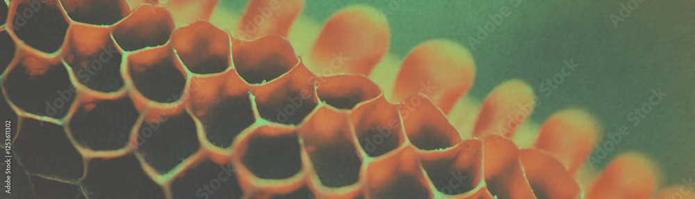 Aufkleber halftone texture reveals intricate details of a seed pod with open sections