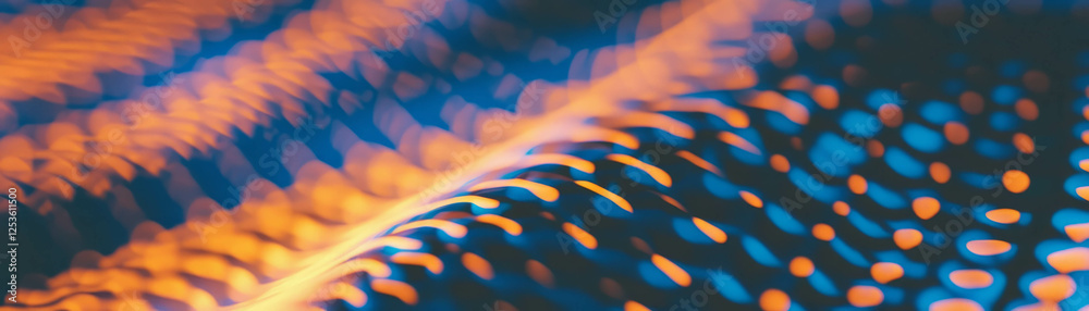 Poster Dynamic pattern of overlapping circles with halftone texture in vibrant colors