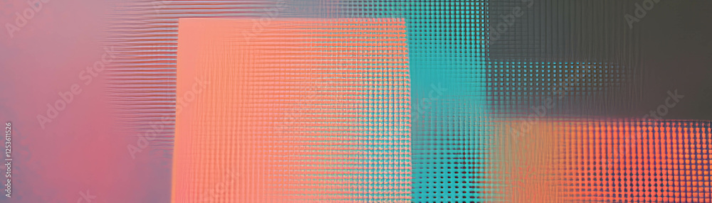 Poster Overlapping rectangles create a dynamic halftone texture on grunge background