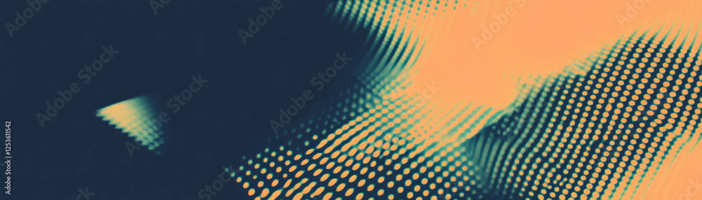 Poster Halftone texture featuring overlapping rectangles with varying dot sizes and orientations