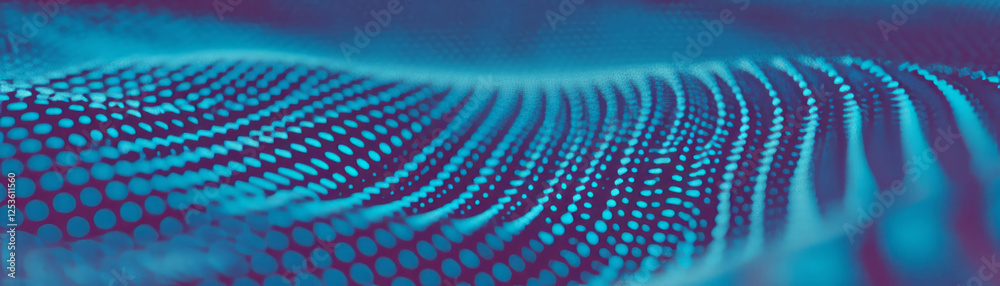 Poster Fluid halftone texture with wavy lines and varying dot sizes for a dynamic effect