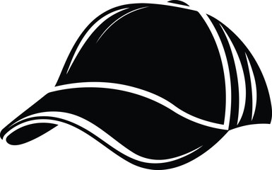 Vintage style Baseball Cap vector, Baseball Cap silhouette and line art vector illustration