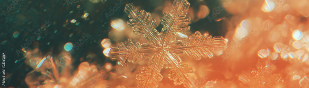 Poster Intricate halftone texture of a snowflake revealing unique crystal patterns