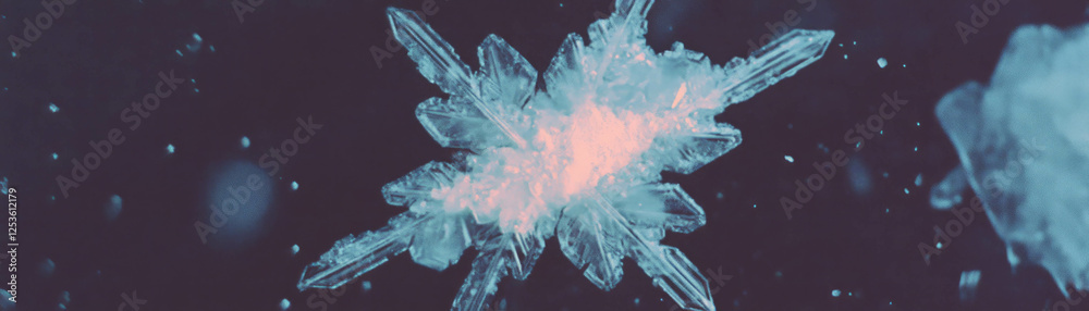 Poster intricate snowflake with halftone texture on a grunge background showcasing natural beauty