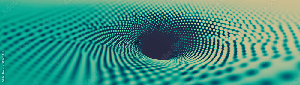 Poster Swirling halftone pattern creates a vortex in a textured background