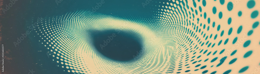Poster Swirling vortex created by halftone dots on a textured grunge background