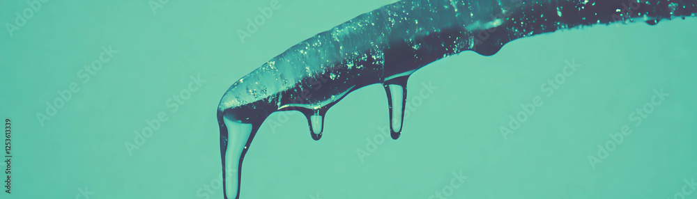 Poster Icicle with sharp point and dripping end against a halftone textured grunge background