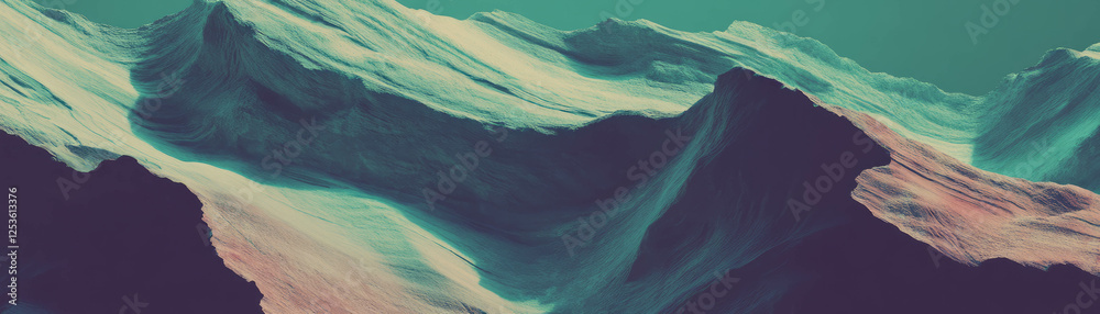 Poster canyon walls with vibrant halftone texture showcasing deep crevices and shadows
