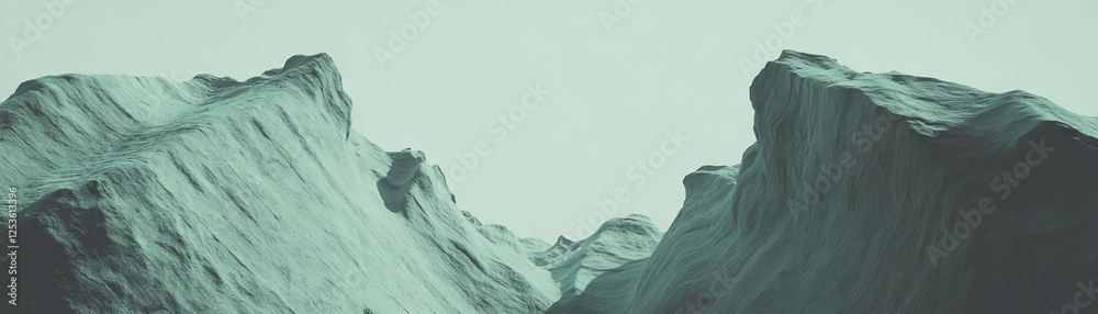 Poster halftone texture reveals canyon walls with deep crevices and shadows under light