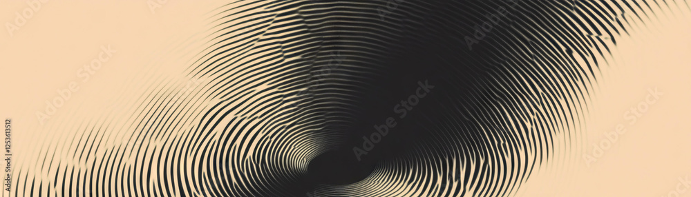 Poster concentric rings with halftone texture and varying dot density viewed from above