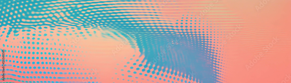 Poster Visual pulse created by concentric squares and halftone dots on a textured background